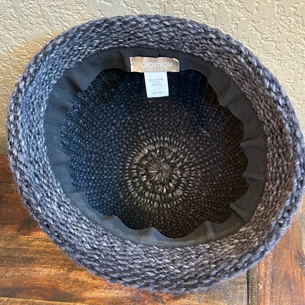 Nordstrom Wool Blend Knit Cloche Hat Charcoal Gray Made in Italy